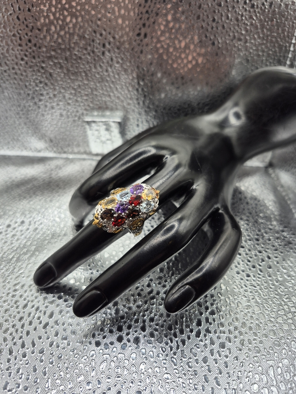 Multicolor Gemstone Cluster Ring